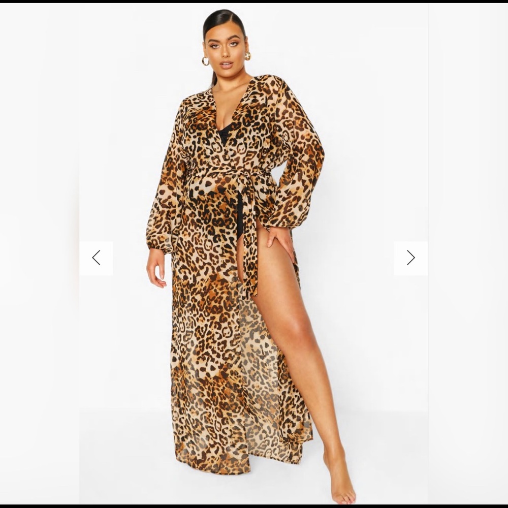 NWT Leopard Chiffon Kimono